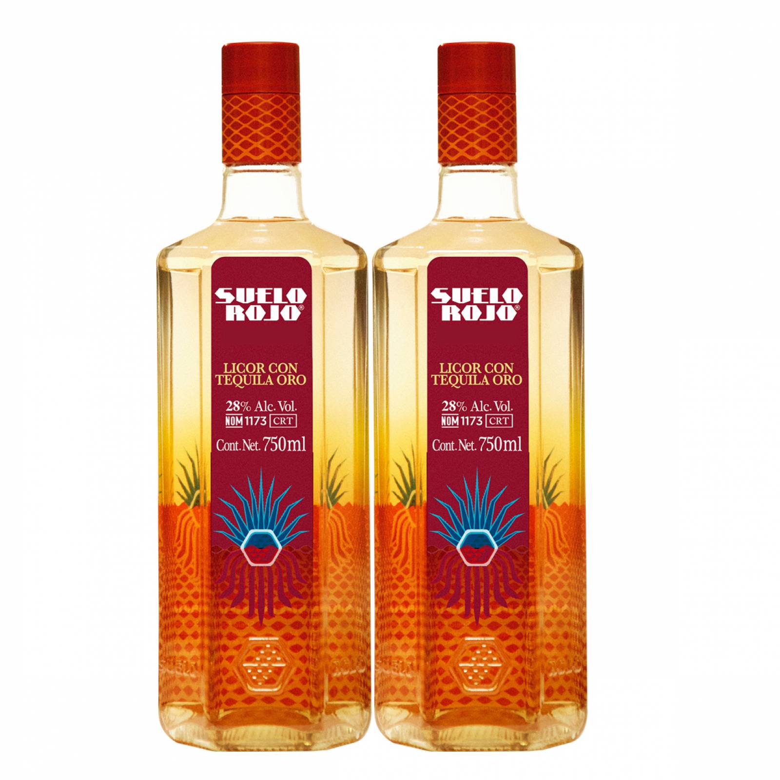 Duo Pack Licor Con Tequila Oro Suelo Rojo 750ml