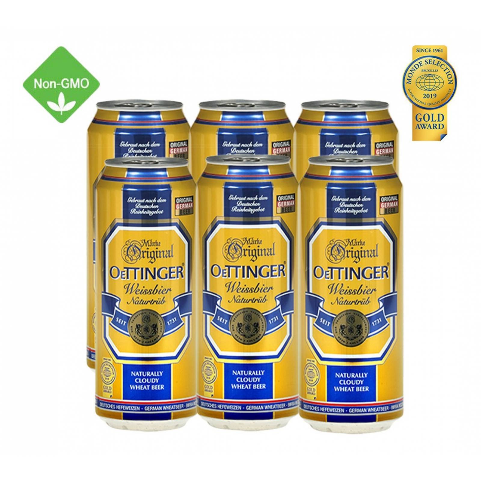 Cerveza  Oettinger Weissbier Naturtrüb Six Pack 500 Ml C u