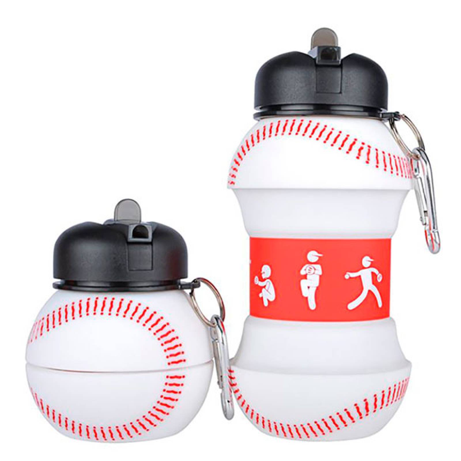 MADIOLA Botella de Agua Deportiva en forma de Pelota de Beisbol. Botella plegable para Viaje. Termo para niños