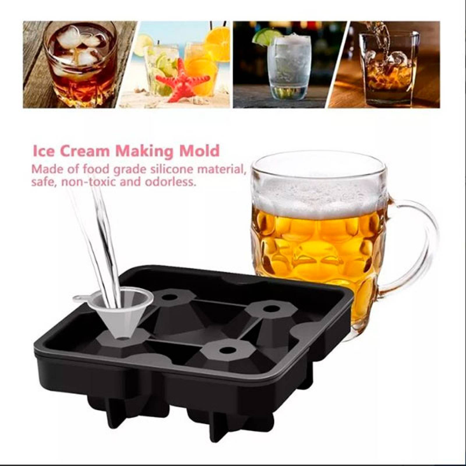 MADIOLA Bandeja de hielo, Molde de hielo en forma de Diamante para Chocolate Gelatina Repostería, bebidas