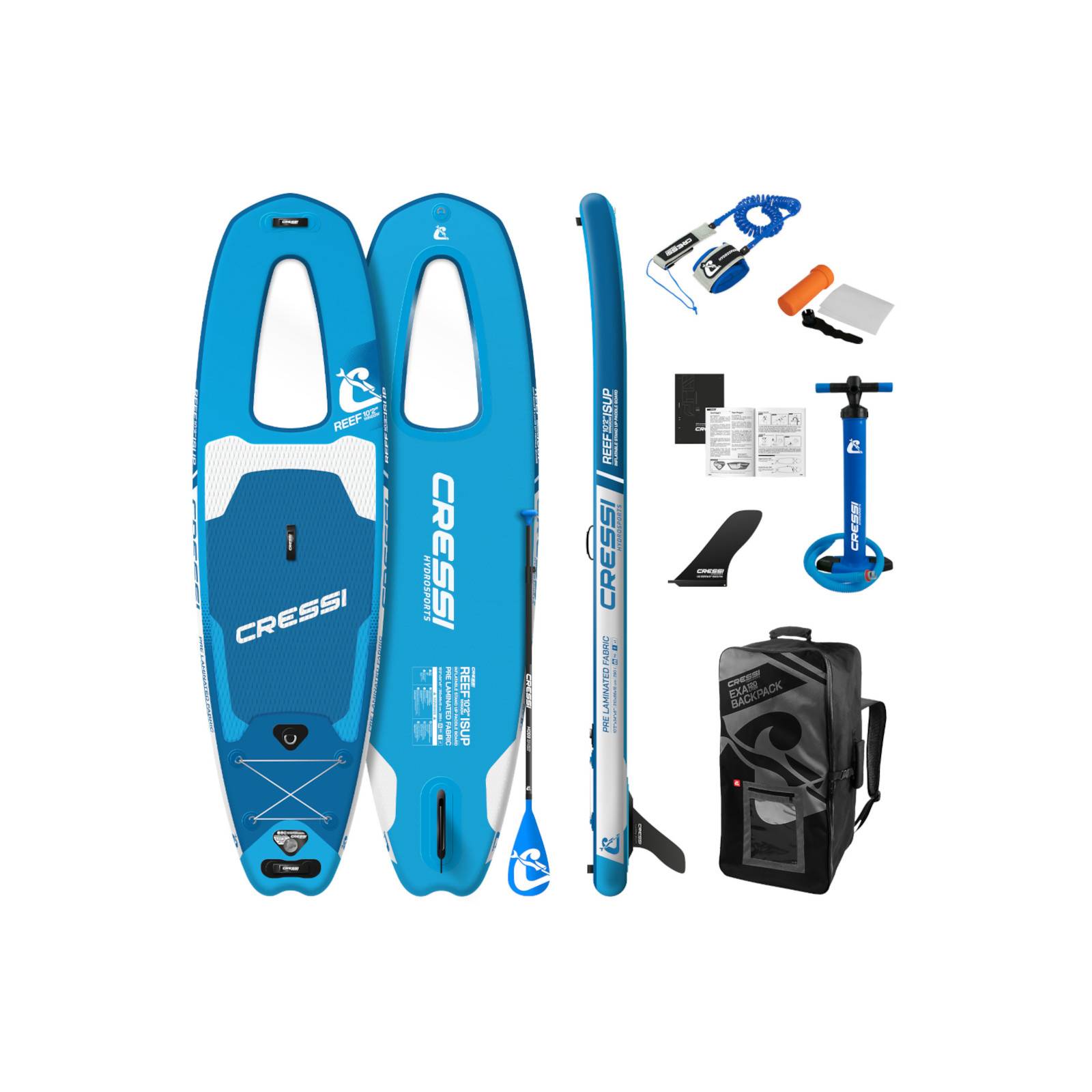 Tabla Paddle Board CRESSI Mod. Reef wiSUP 10'2" Inflable Color Blanco/Azul Surfing