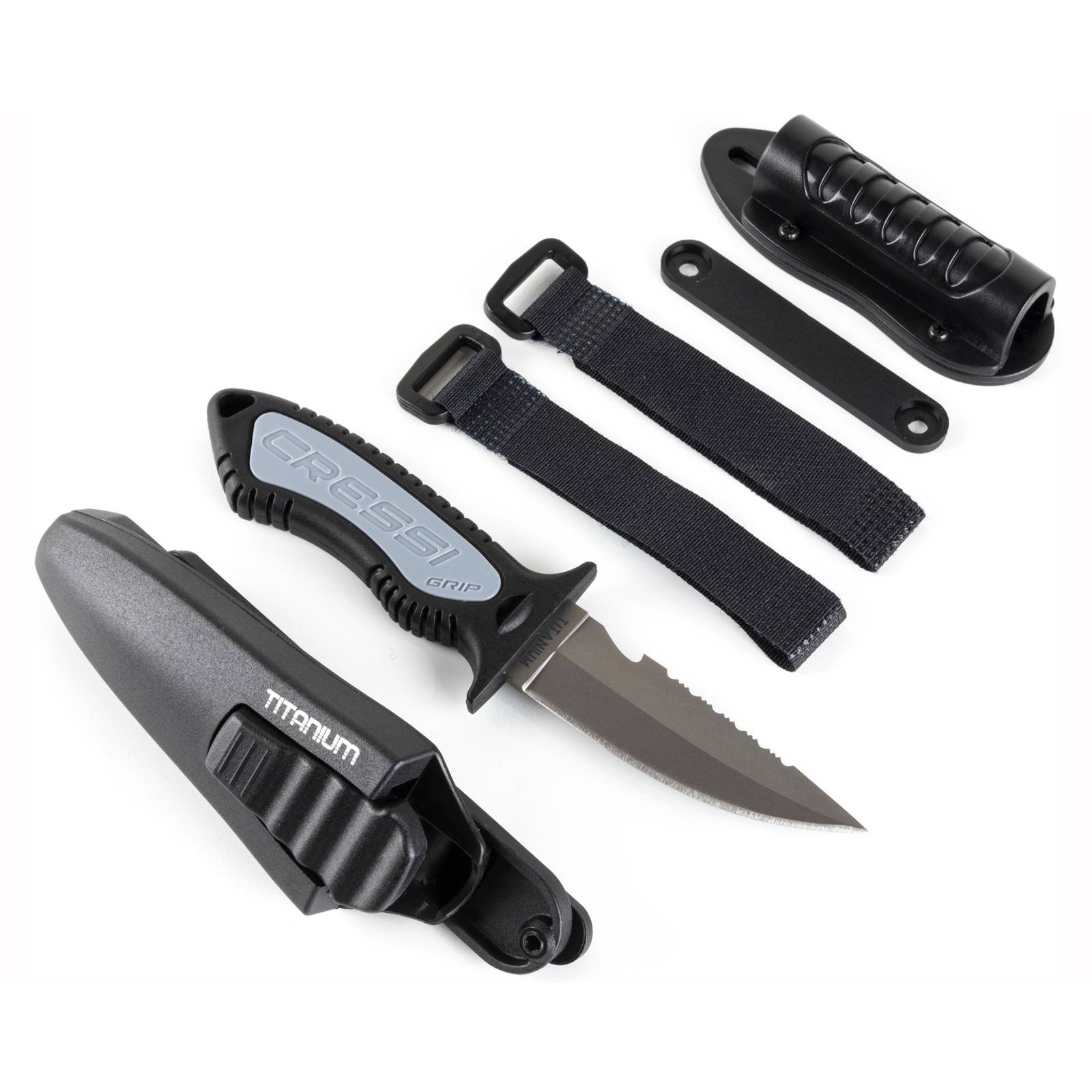 Cuchillo CRESSI Grip Hoja de Titanio Para Buceo Negro/Plateado