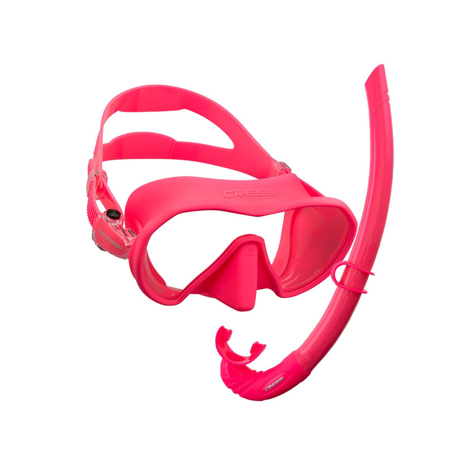 Combo CRESSI Visor ZS1 Tubo Snorkel Corsica Snorkeling Rosa Fluo