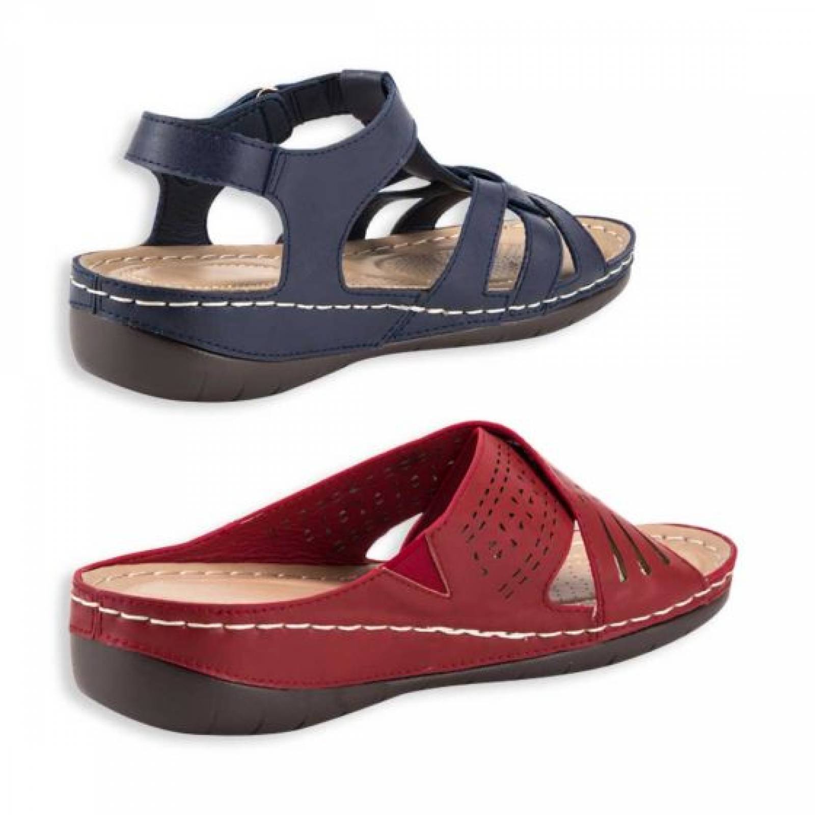 Kit 2 pares sandalia confort dama multicolor Shosh modelo 9501