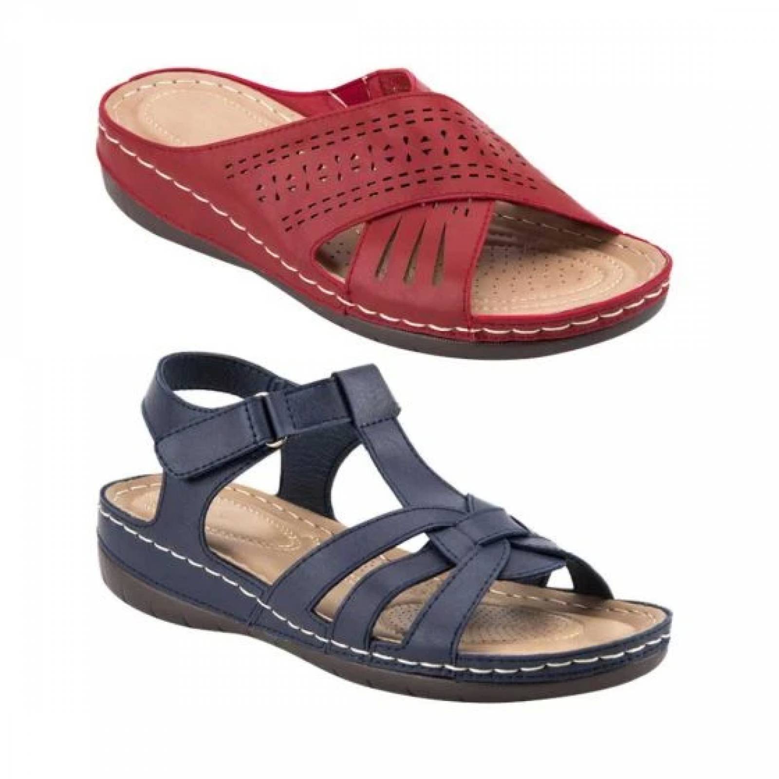 Kit 2 pares sandalia confort dama multicolor Shosh modelo 9501