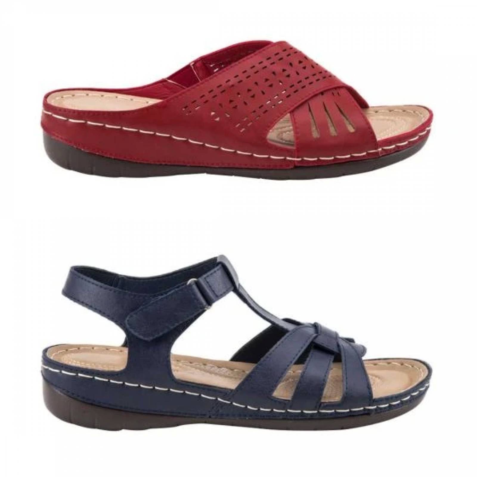 Kit 2 pares sandalia confort dama multicolor Shosh modelo 9501
