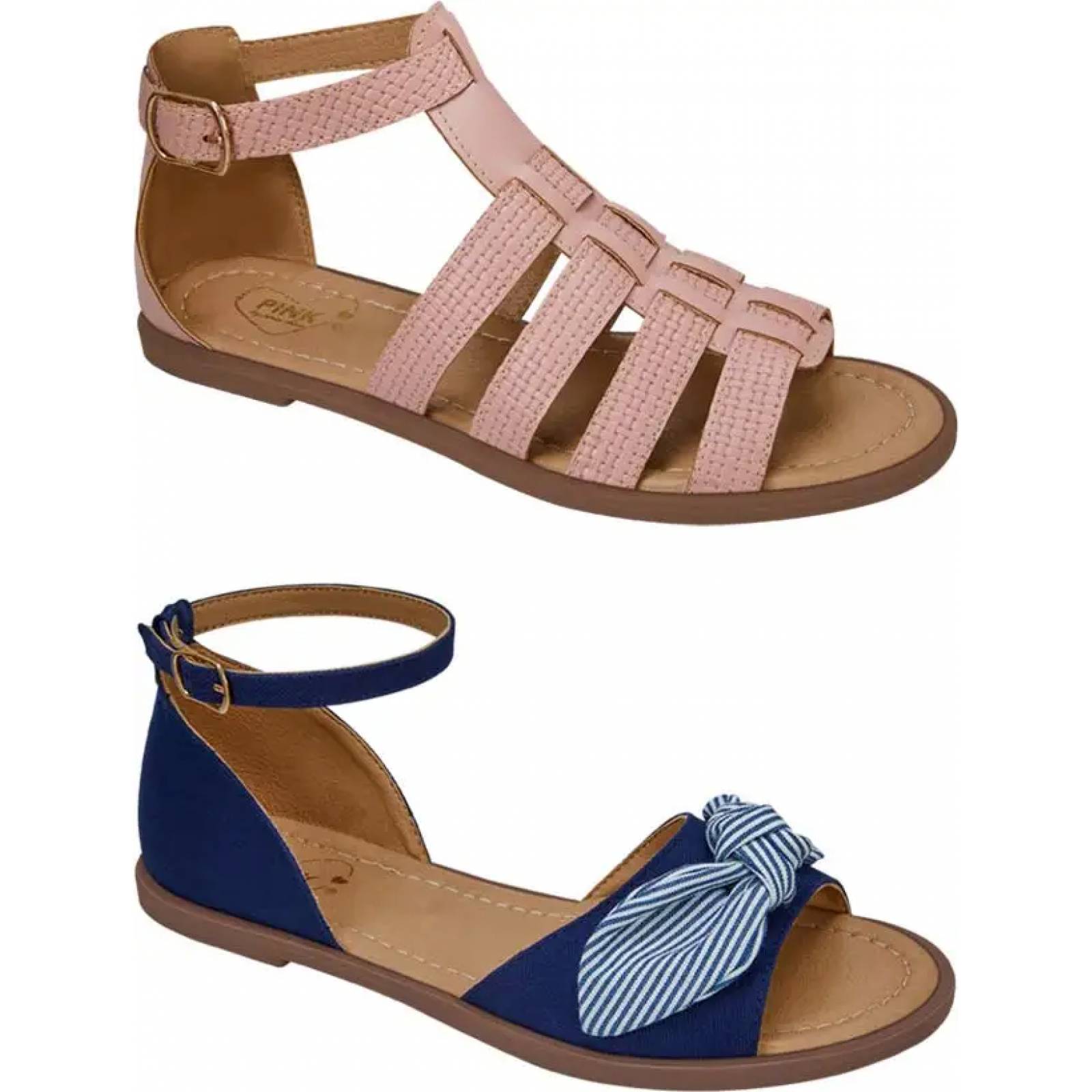 Kit 2 pares sandalia casual dama multicolor Pink By Price Shoes modelo 1810