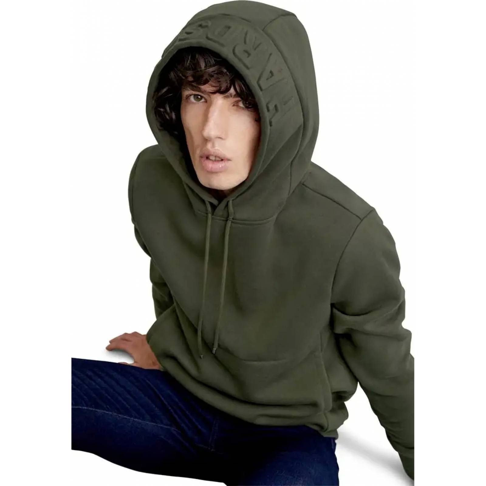 Sudadera abrigadora caballero verde olivo Hard Soda modelo DEN2