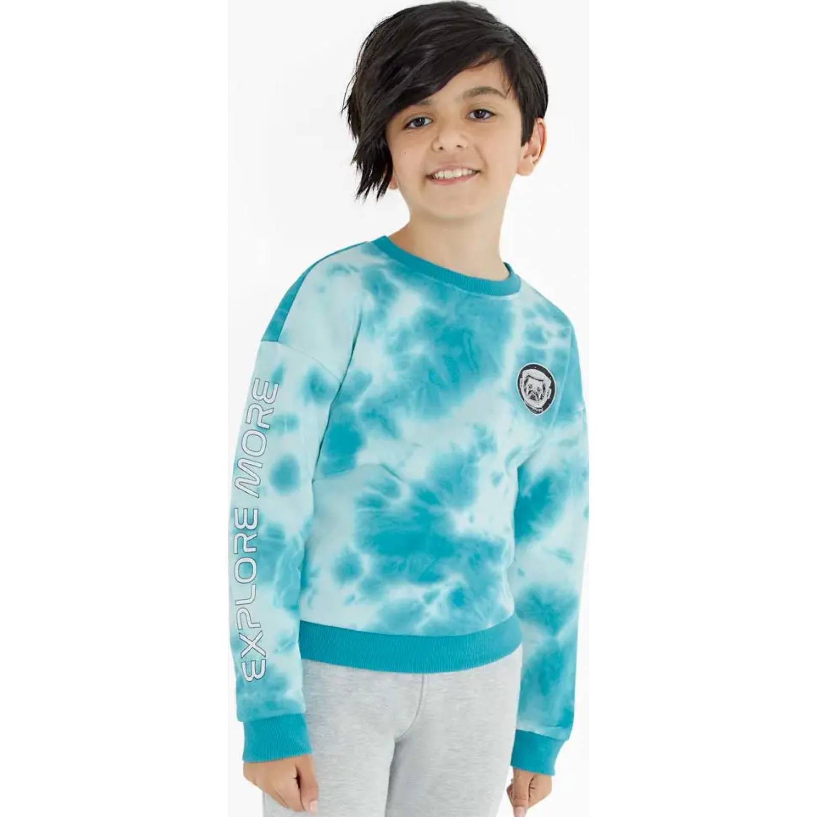 Sudadera abrigadora niño azul turquesa Next & Co modelo PK3N