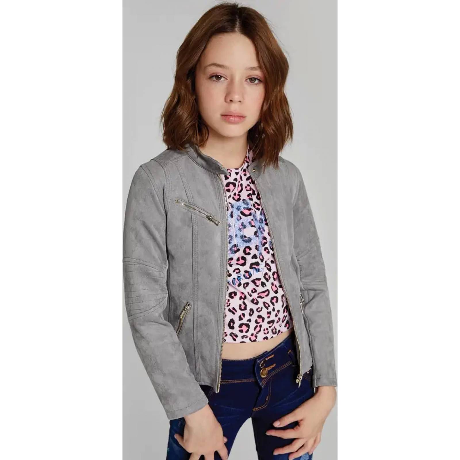 Chamarra abrigadora niña gris Pink By Price Shoes modelo ER1N