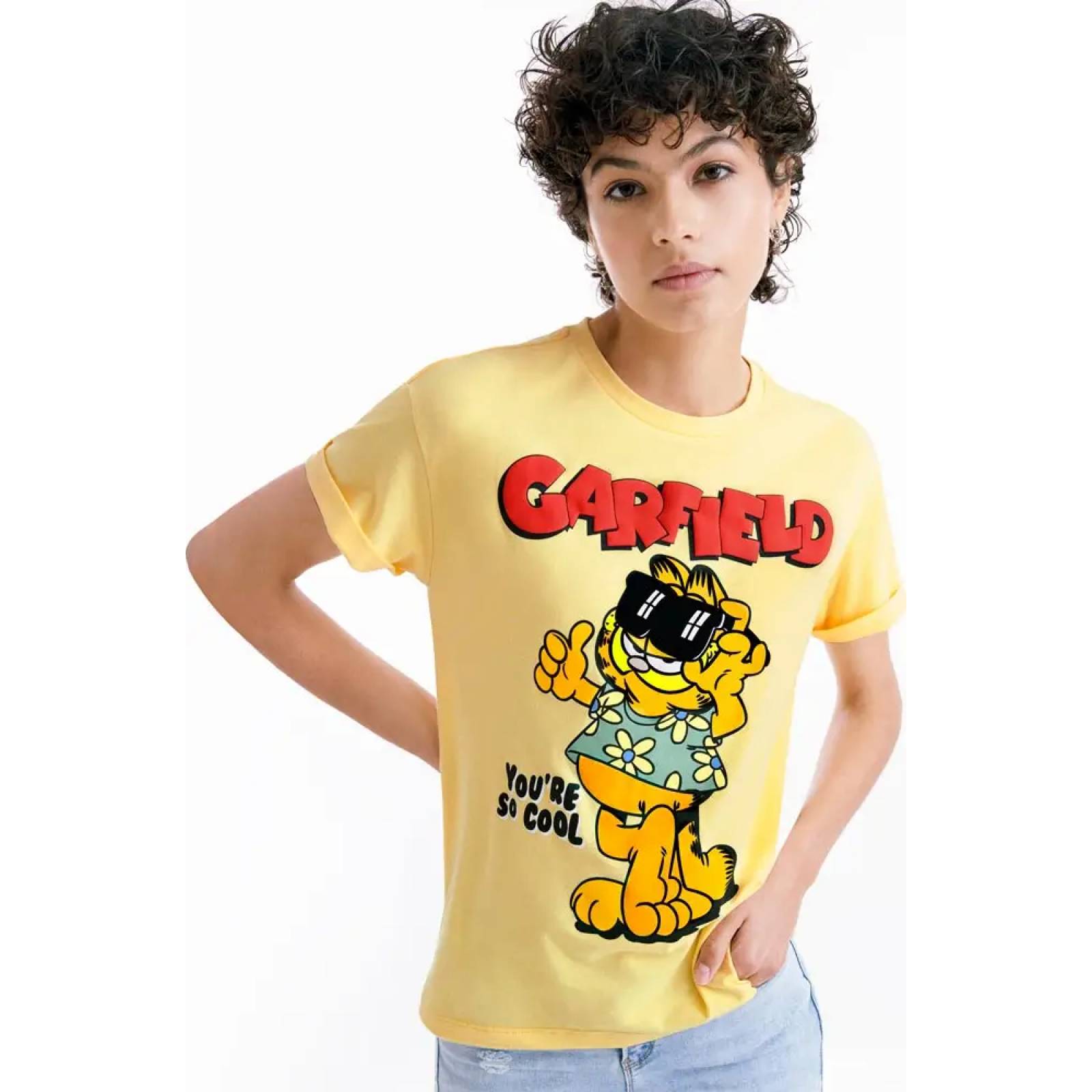 Playera casual dama amarillo Garfield modelo CV03
