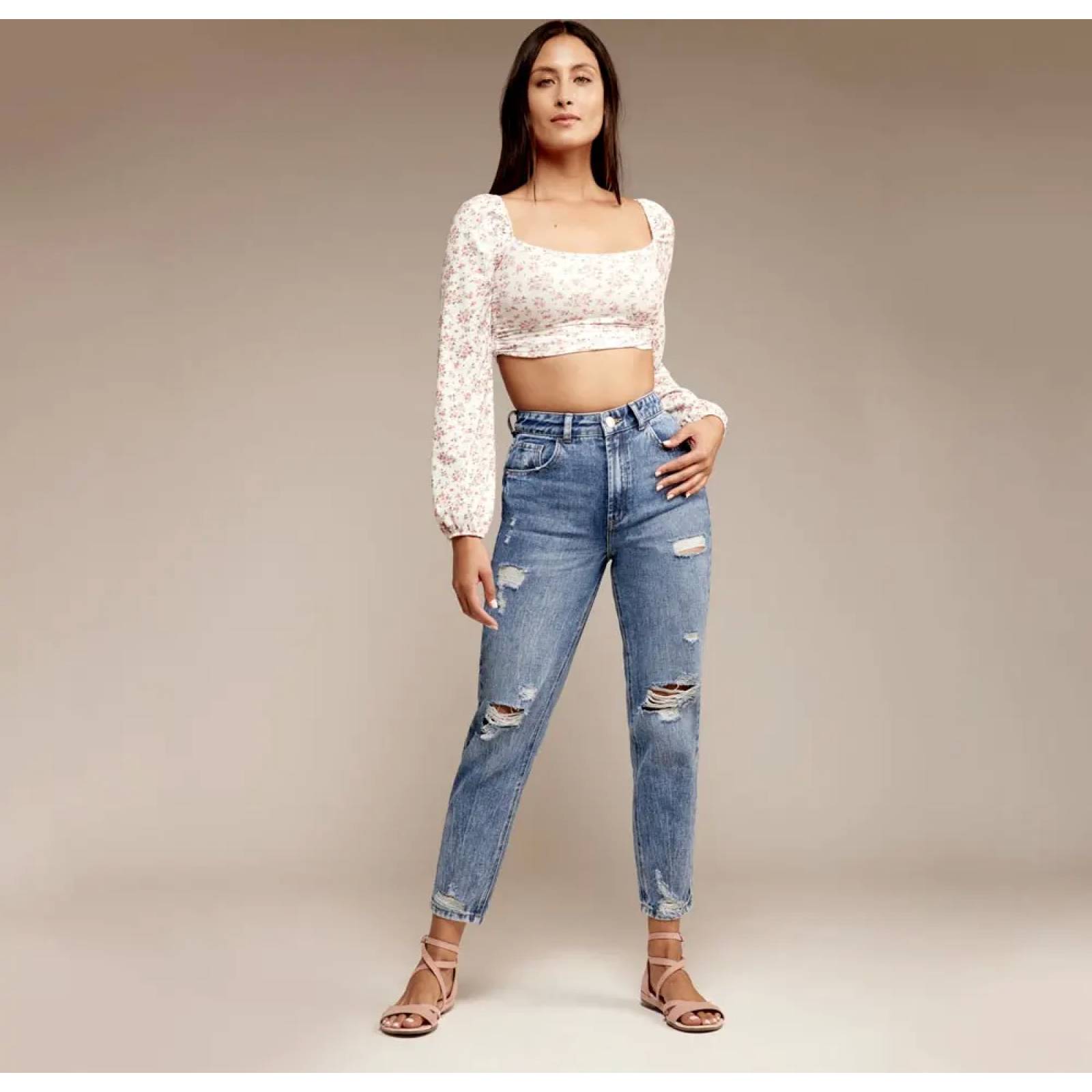 Jeans casual dama gris Atmosphere Dnm modelo MOM9