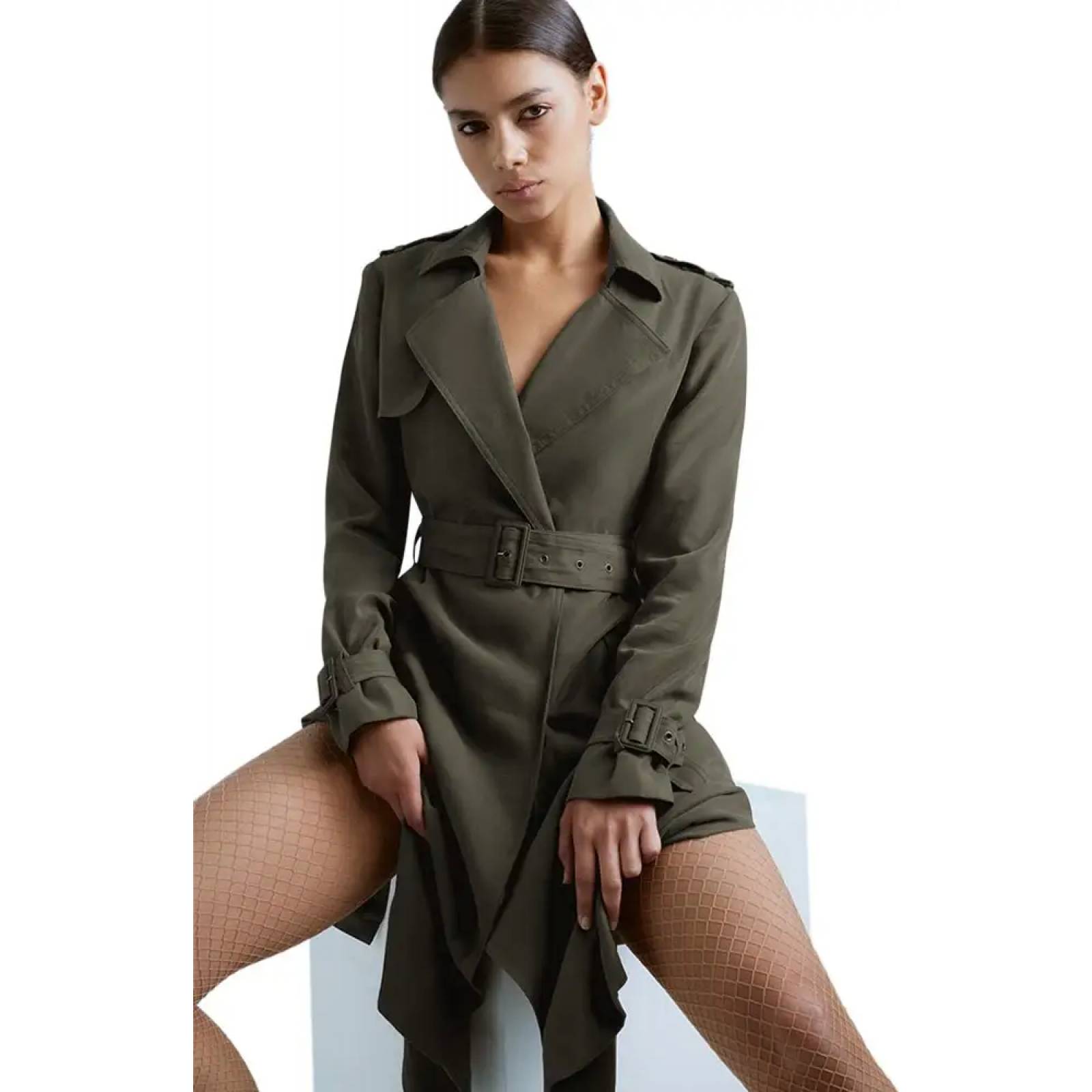 Gabardina casual dama verde olivo Holly Land modelo 2711