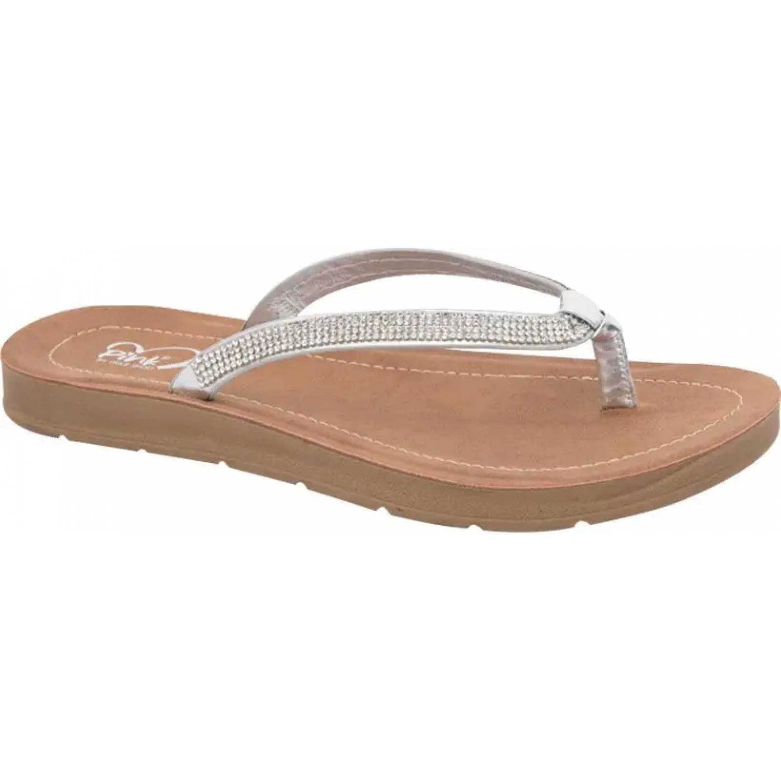 Sandalia casual dama plata Pink By Price Shoes modelo 7173