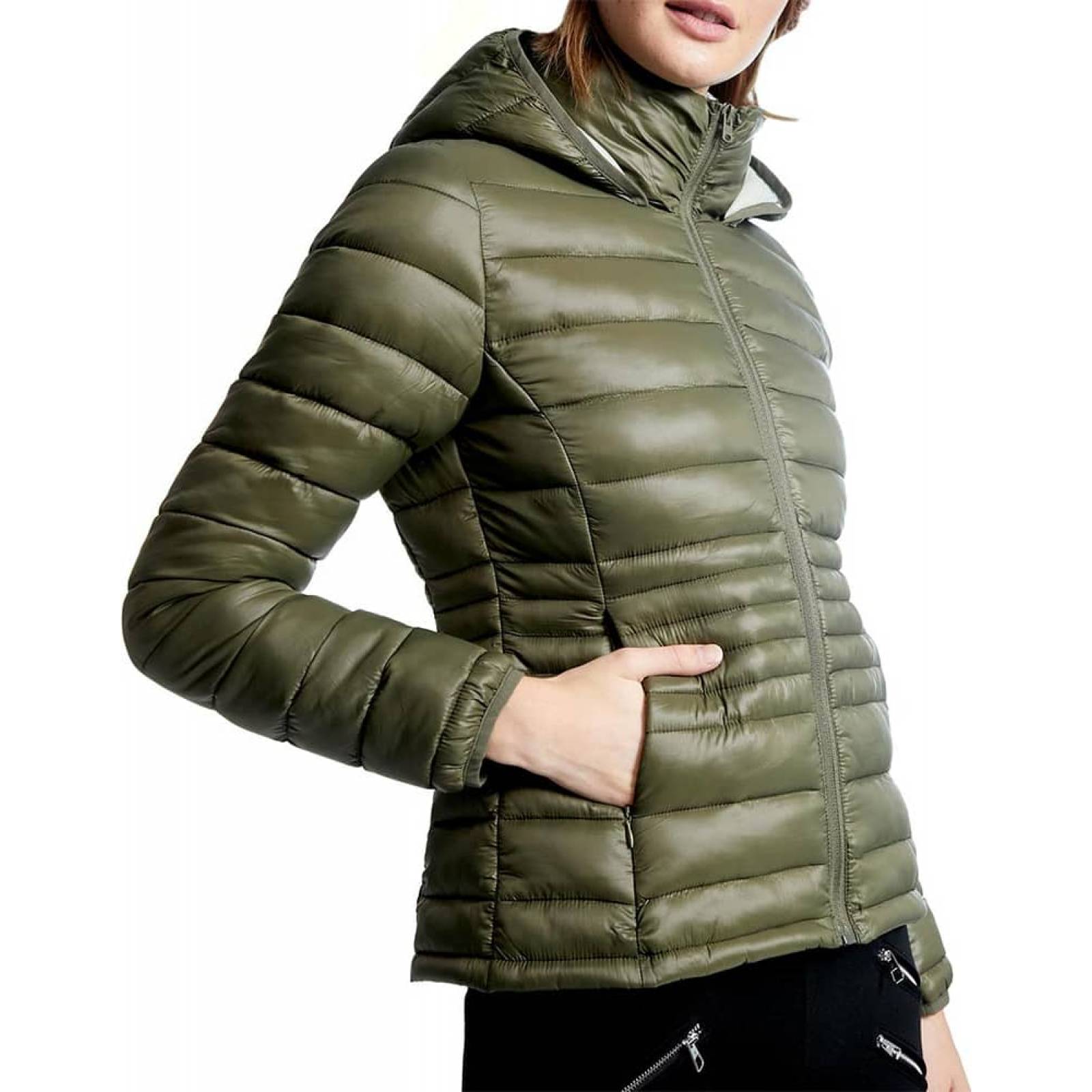 Chamarra abrigadora dama verde olivo Holly Land modelo 1024