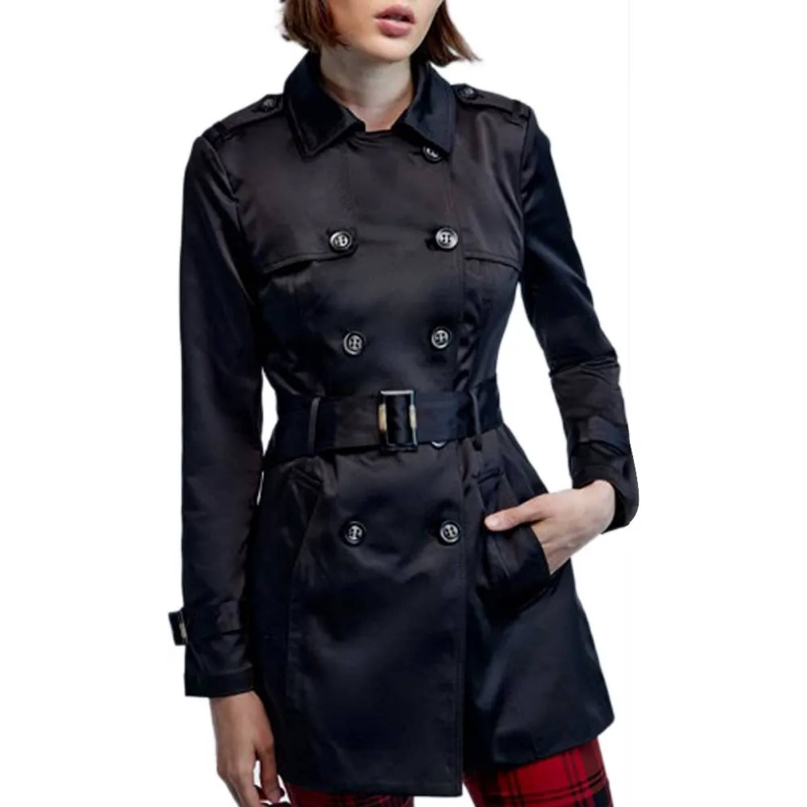 Gabardina casual dama negro Holly Land modelo 20A2