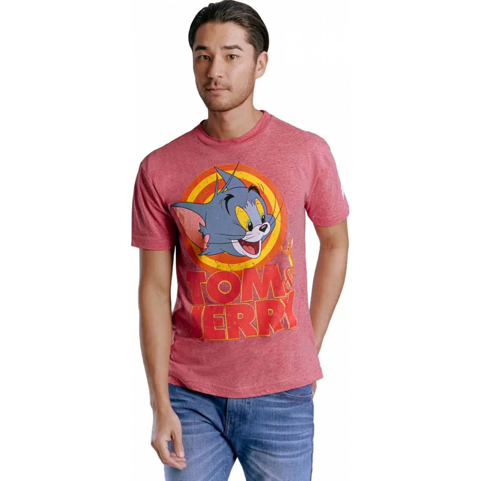 Playera casual caballero rojo Tom Y Jerry modelo 2412
