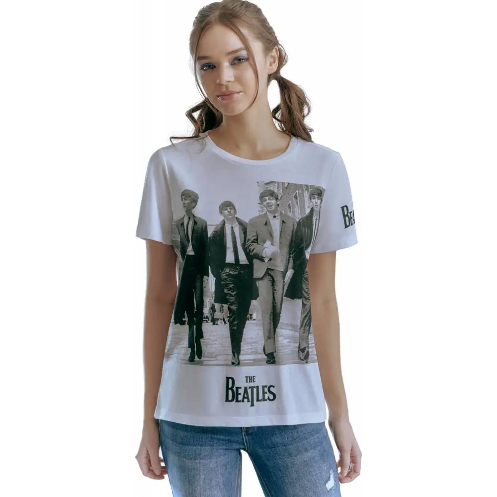 Playera casual dama blanco The Beatles modelo 2314
