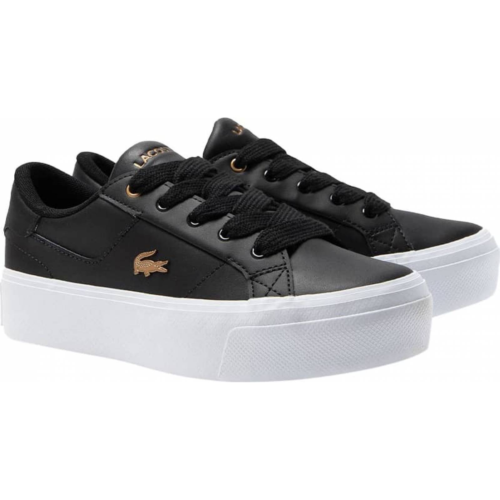 Choclo tenis casual urbano dama negro piel Lacoste modelo 3312