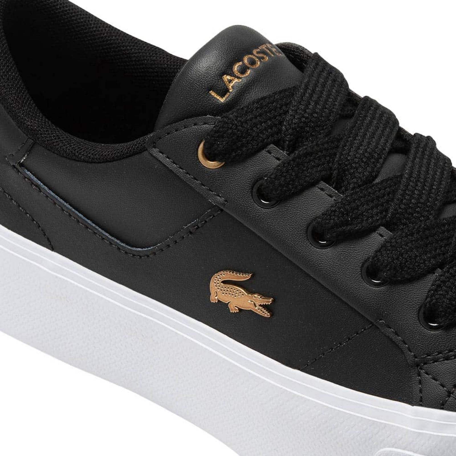 Choclo tenis casual urbano dama negro piel Lacoste modelo 3312