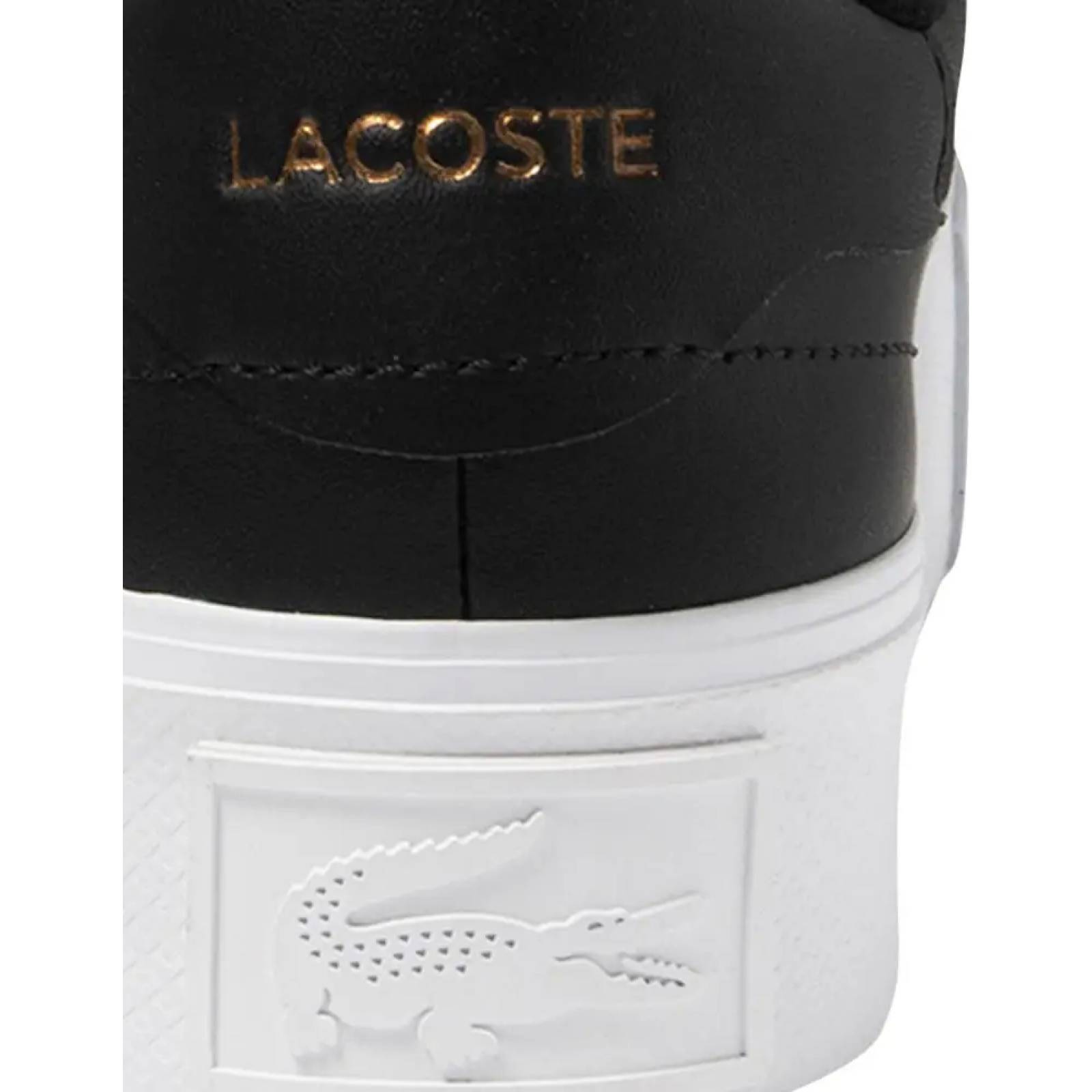 Choclo tenis casual urbano dama negro piel Lacoste modelo 3312
