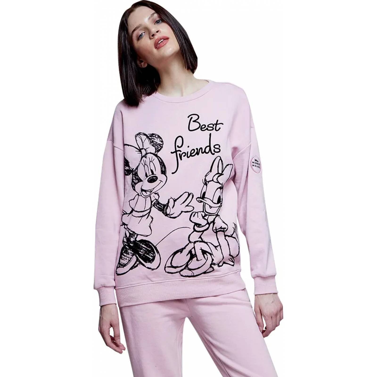 Sudadera casual dama palo de rosa Minnie Mouse modelo DUSS