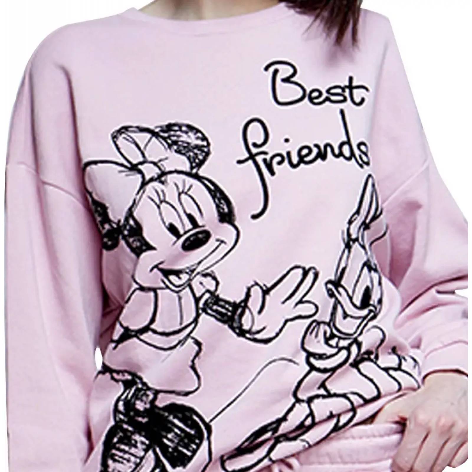Sudadera casual dama palo de rosa Minnie Mouse modelo DUSS