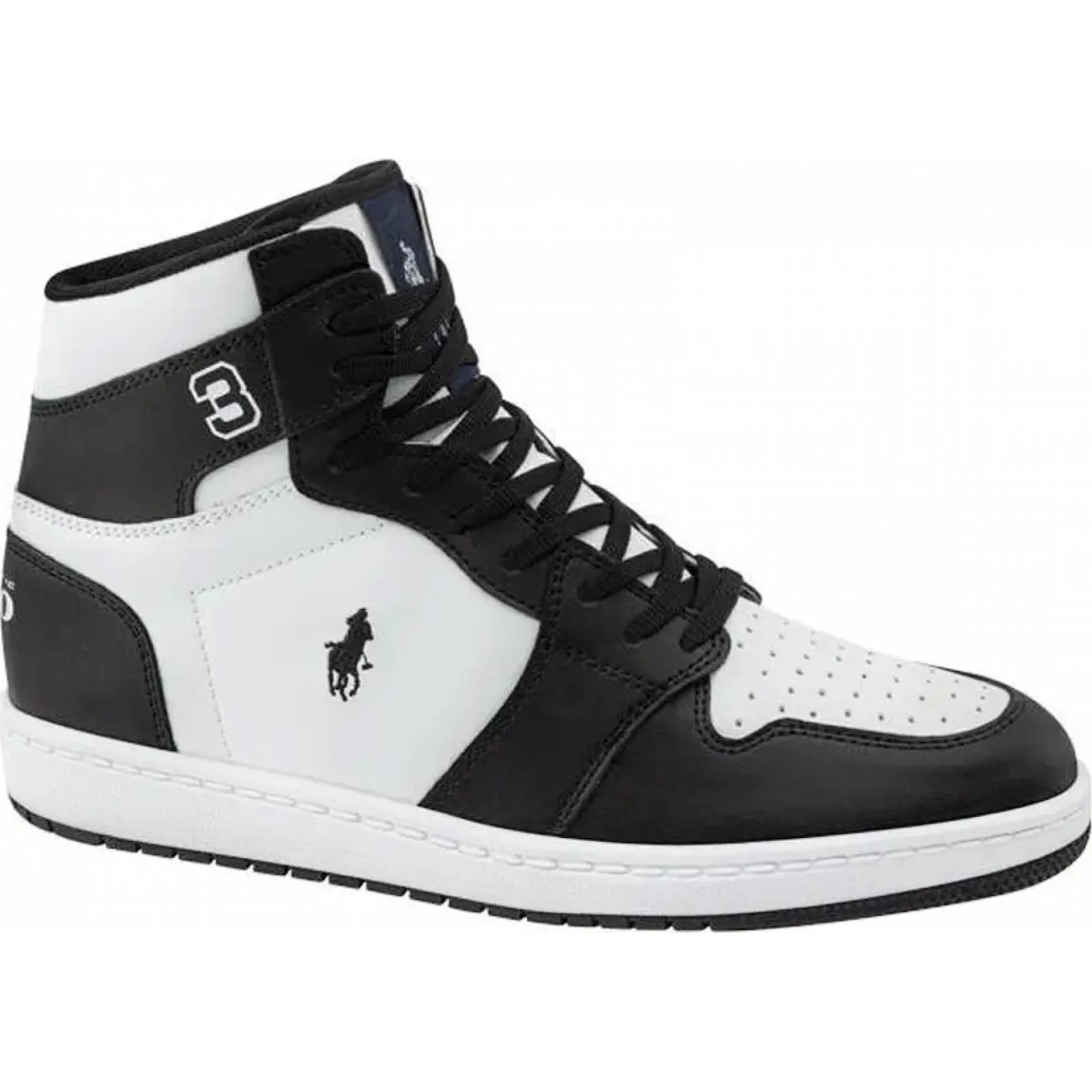 Bota tenis casual urbano caballero blanco/negro Hpc Polo modelo 1025