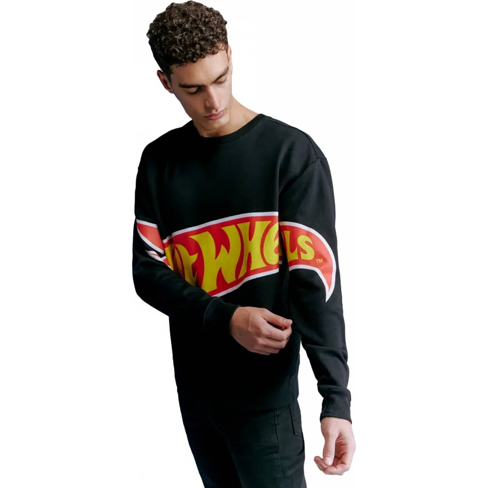 Sudadera casual caballero negro Hot Wheels modelo HW01