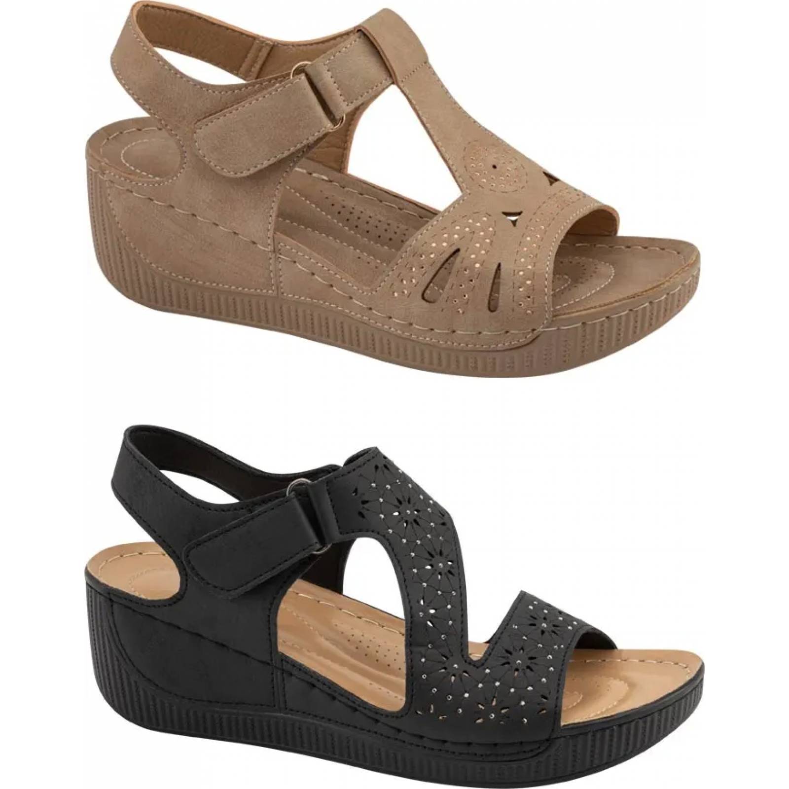 Kit 2 pares sandalia confort dama multicolor Shosh modelo 5057