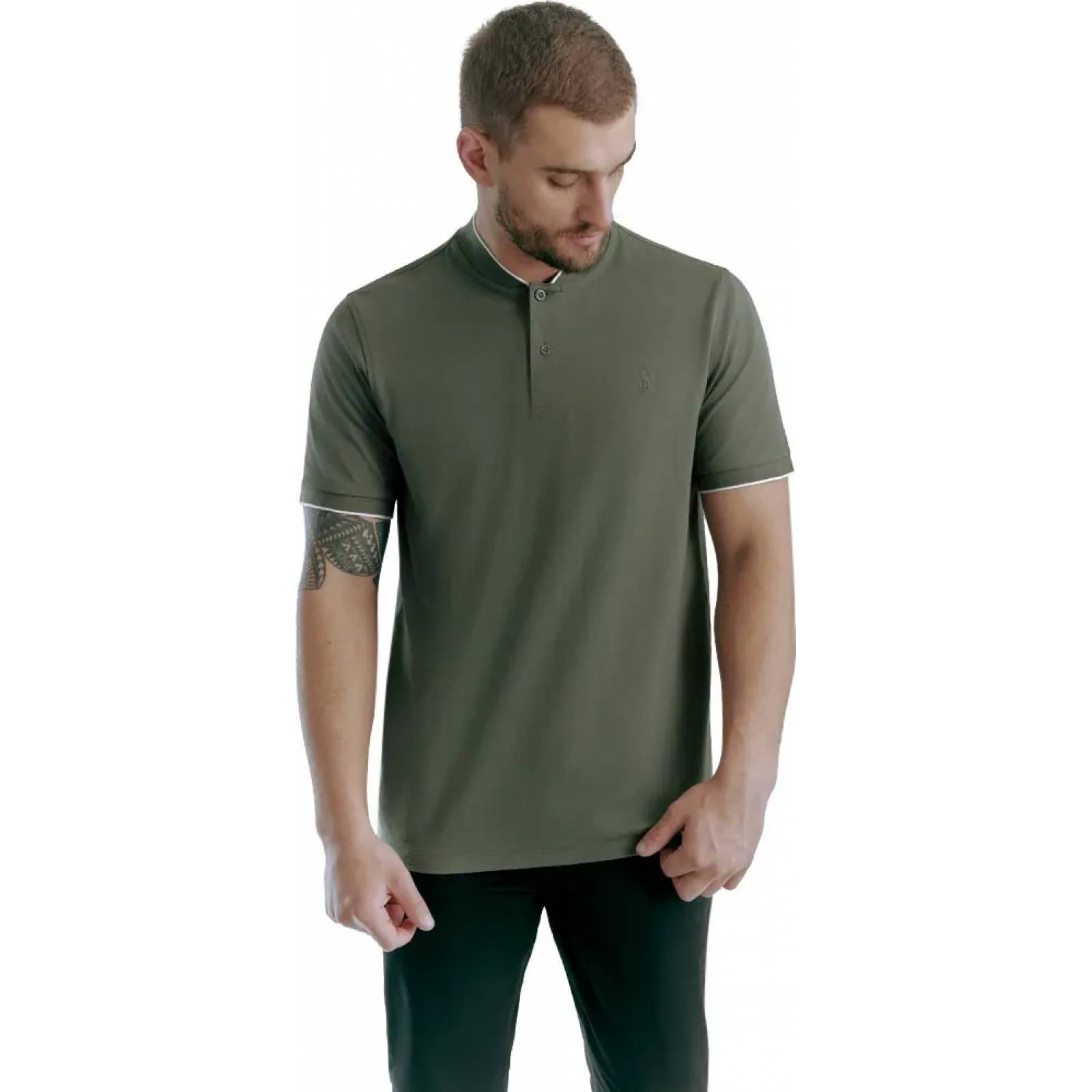 Playera casual caballero verde olivo Hpc Polo modelo MX02