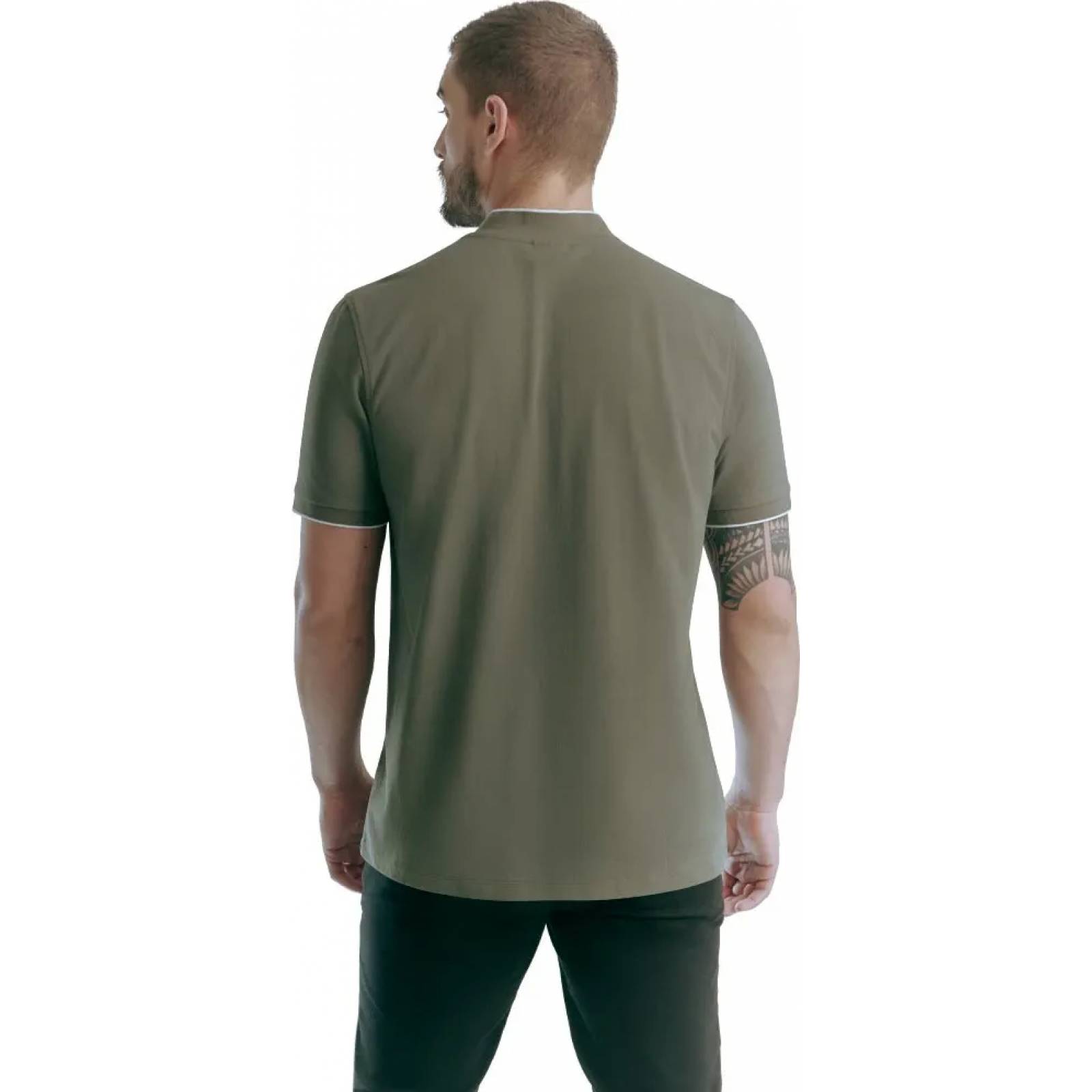 Playera casual caballero verde olivo Hpc Polo modelo MX02