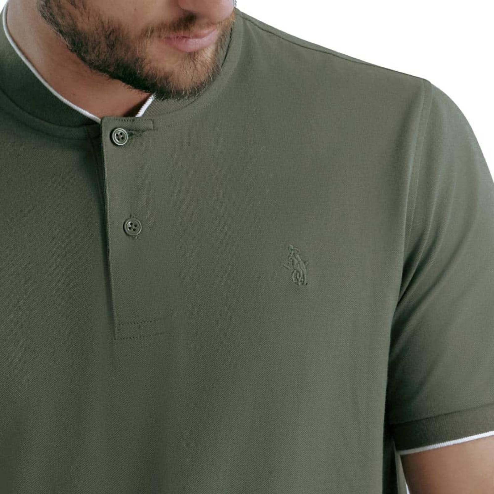 Playera casual caballero verde olivo Hpc Polo modelo MX02