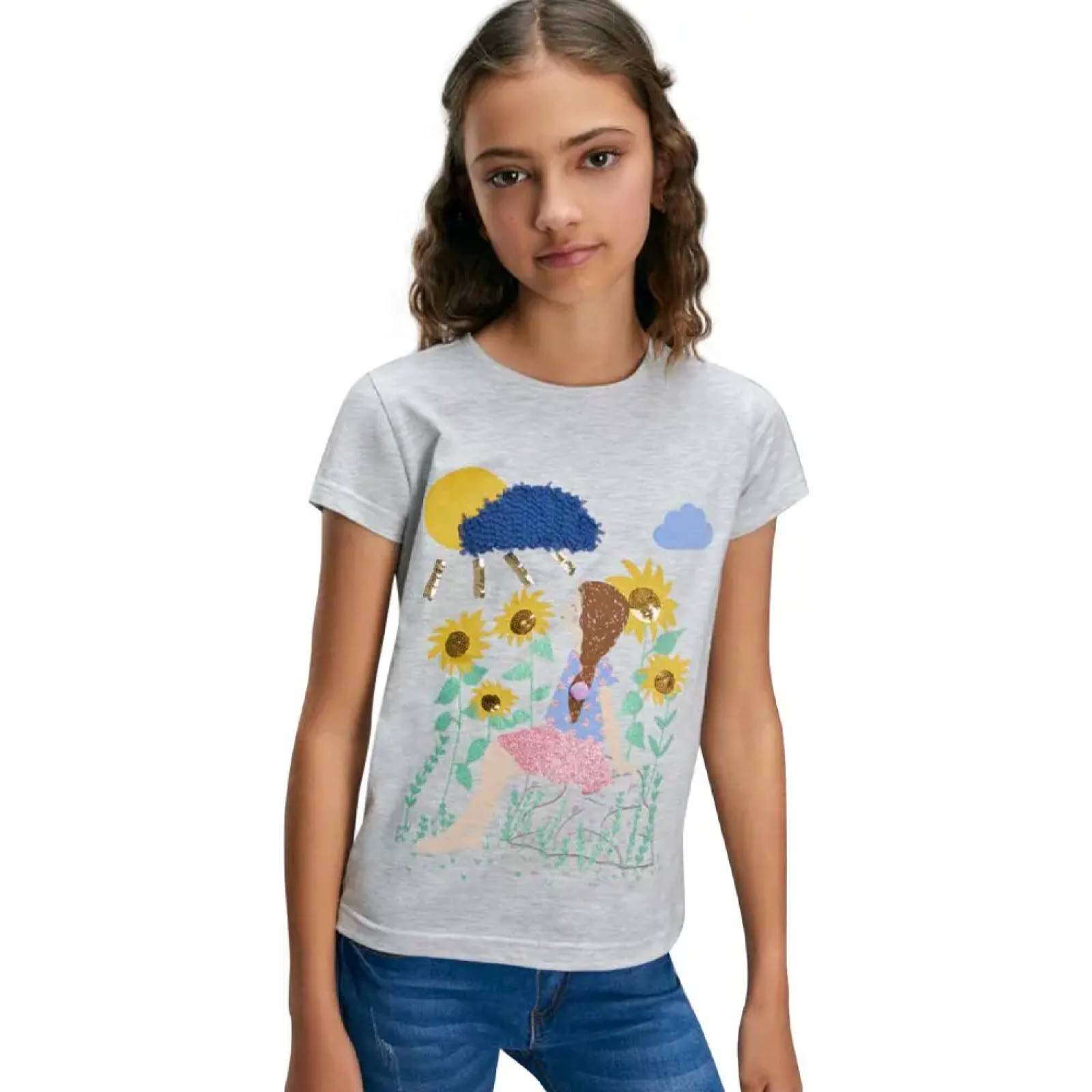 Playera casual niña avena Holly Land Kids modelo 2323