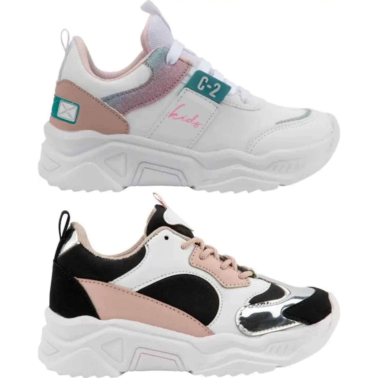 Kit 2 pares choclo tenis casual urbano niña multicolor Urban Shoes modelo 2210