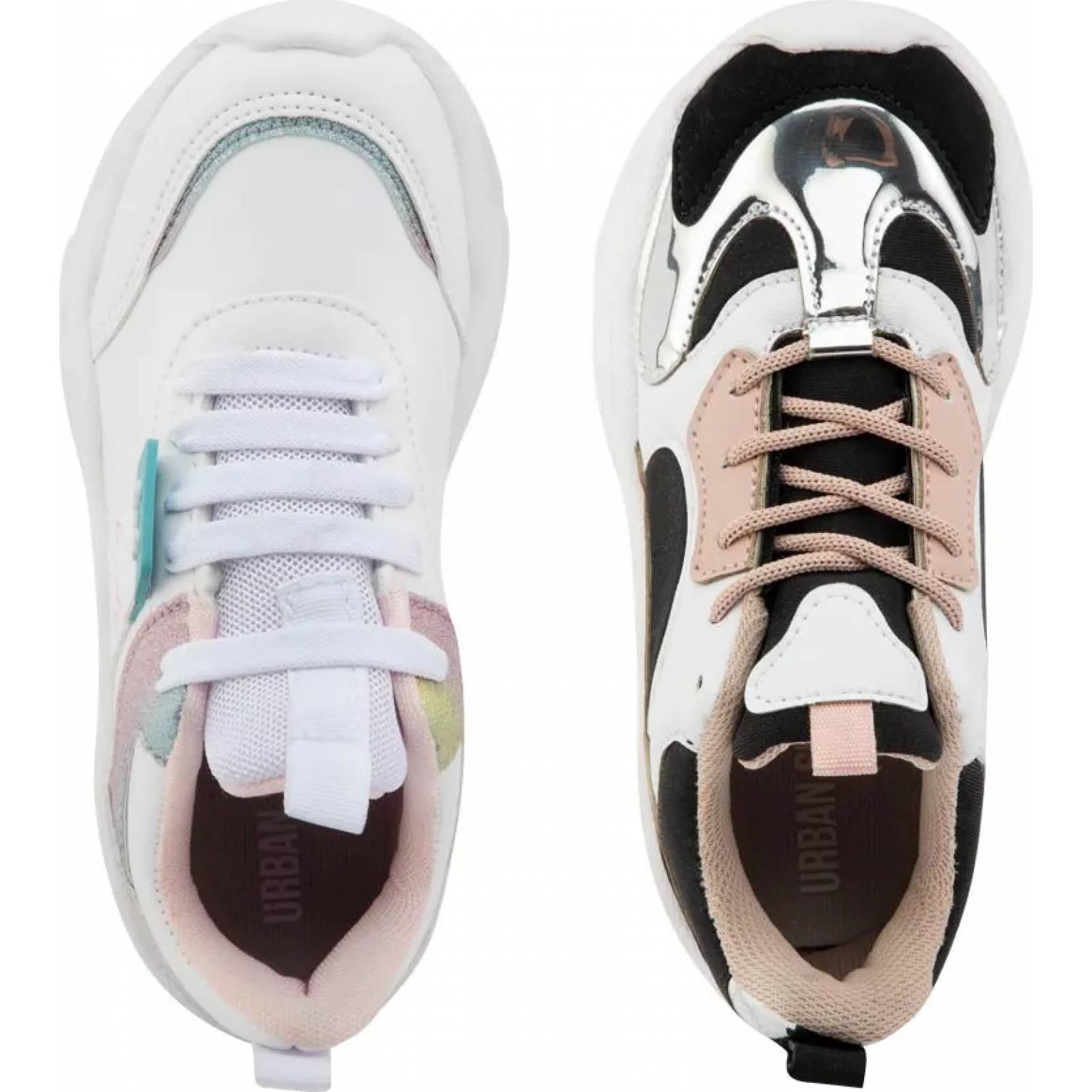 Kit 2 pares choclo tenis casual urbano niña multicolor Urban Shoes modelo 2210