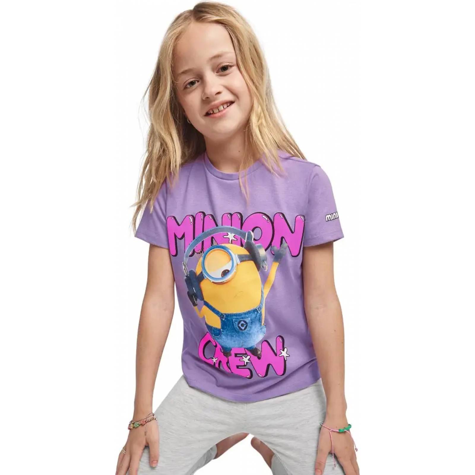 Playera casual niña lila Minion modelo 2302