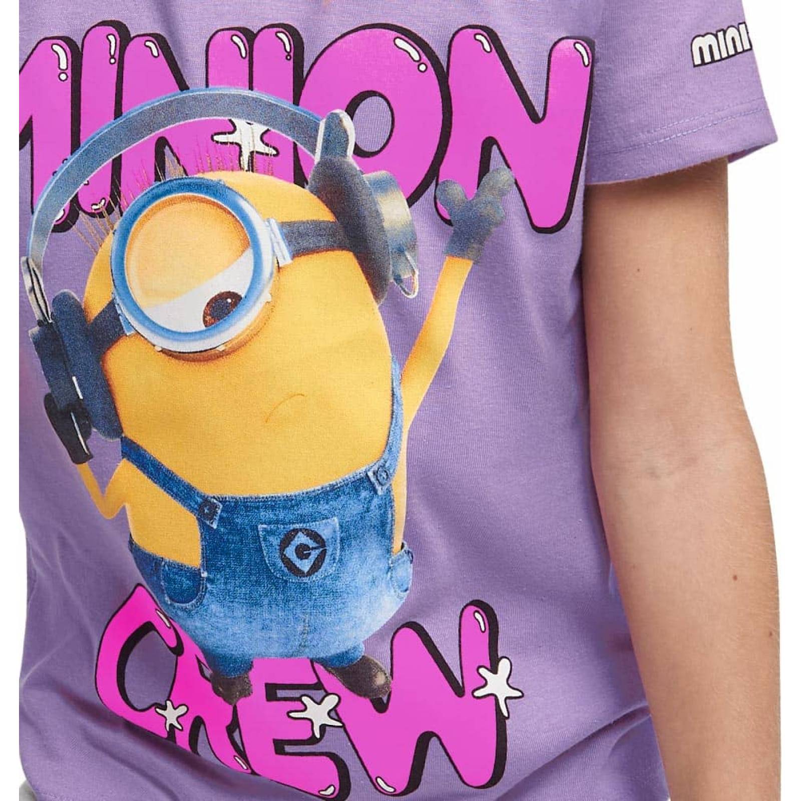 Playera casual niña lila Minion modelo 2302