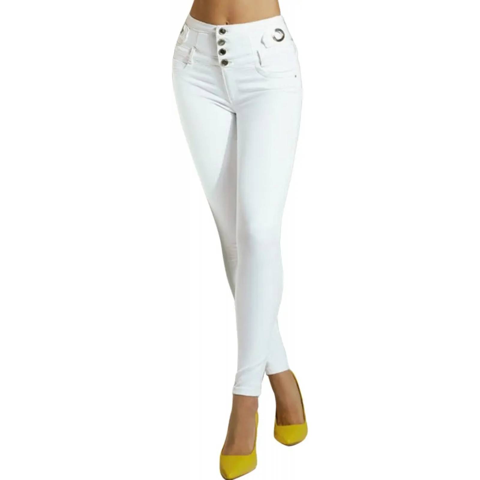 Jeans casual dama blanco Praga Jeans modelo PRE8