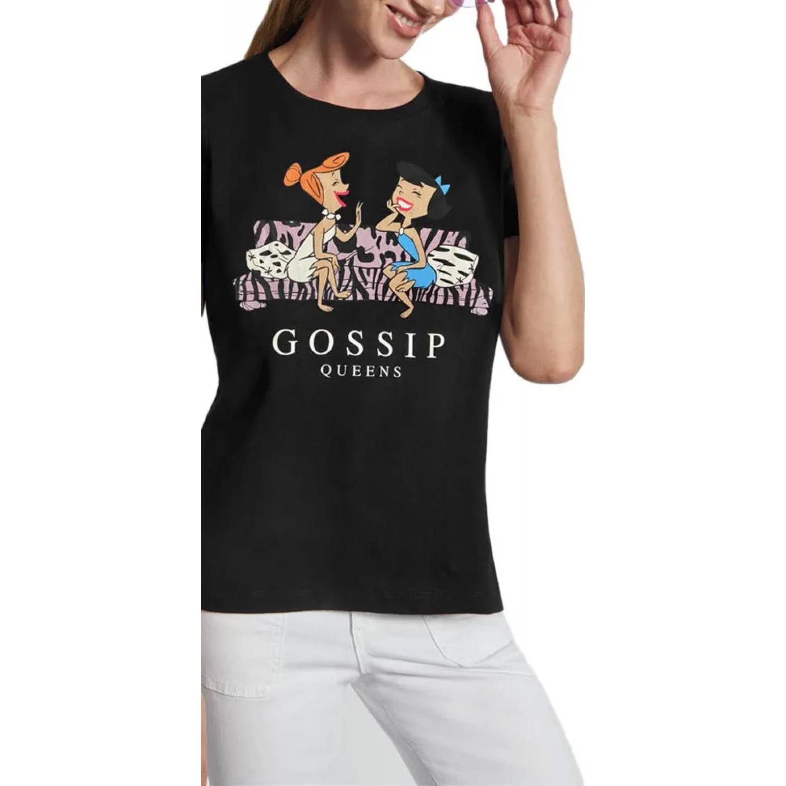 Playera casual dama negro Los Picapiedra modelo JP01
