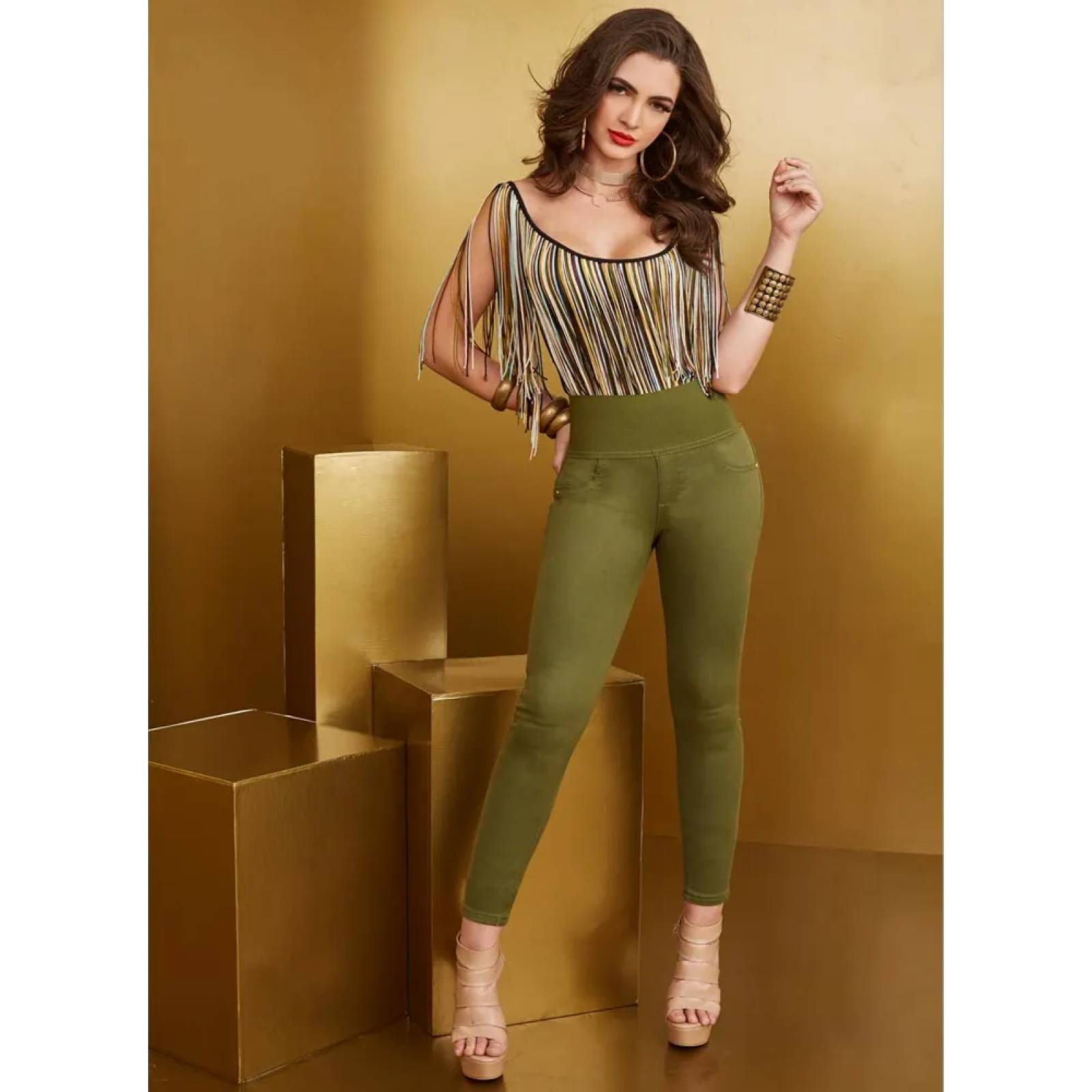 Jeggings casual dama verde olivo Seven Eleven modelo 3111