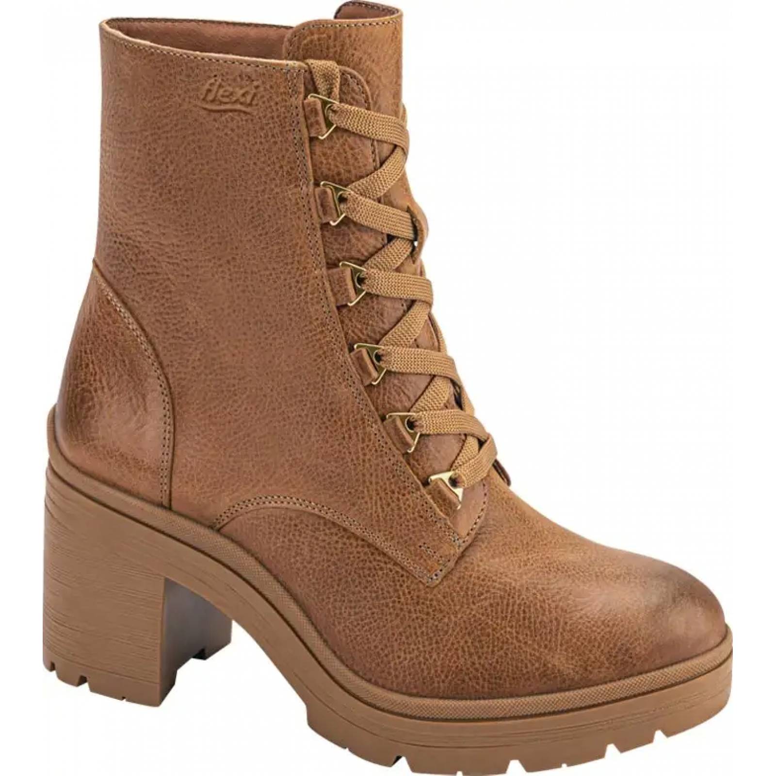 Bota militar dama cafe piel Flexi modelo 9601