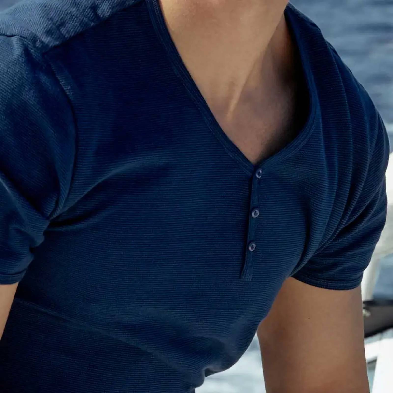 Playera casual caballero azul rey Kebo Raw modelo G999