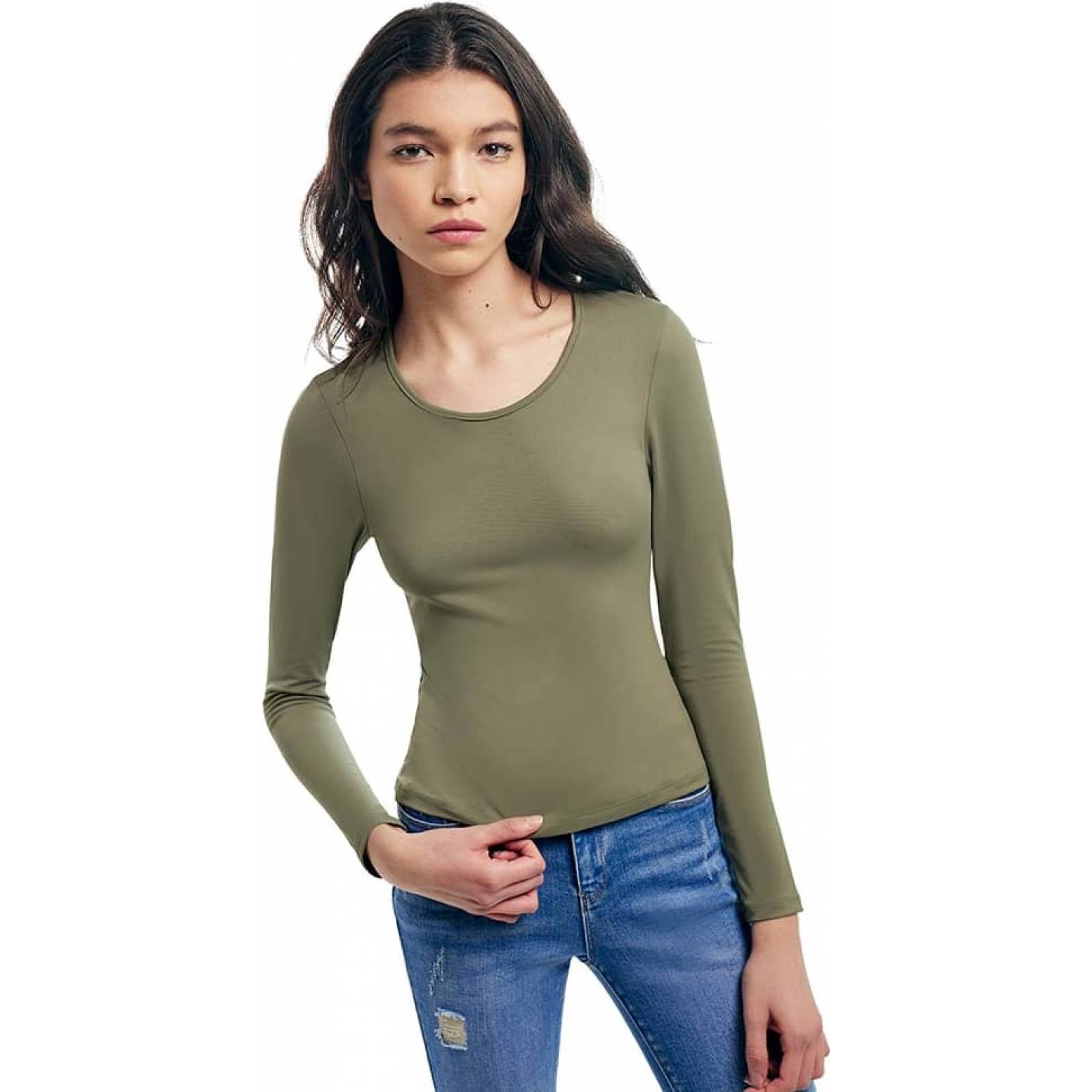 Blusa casual dama verde olivo Holly Land modelo POLA