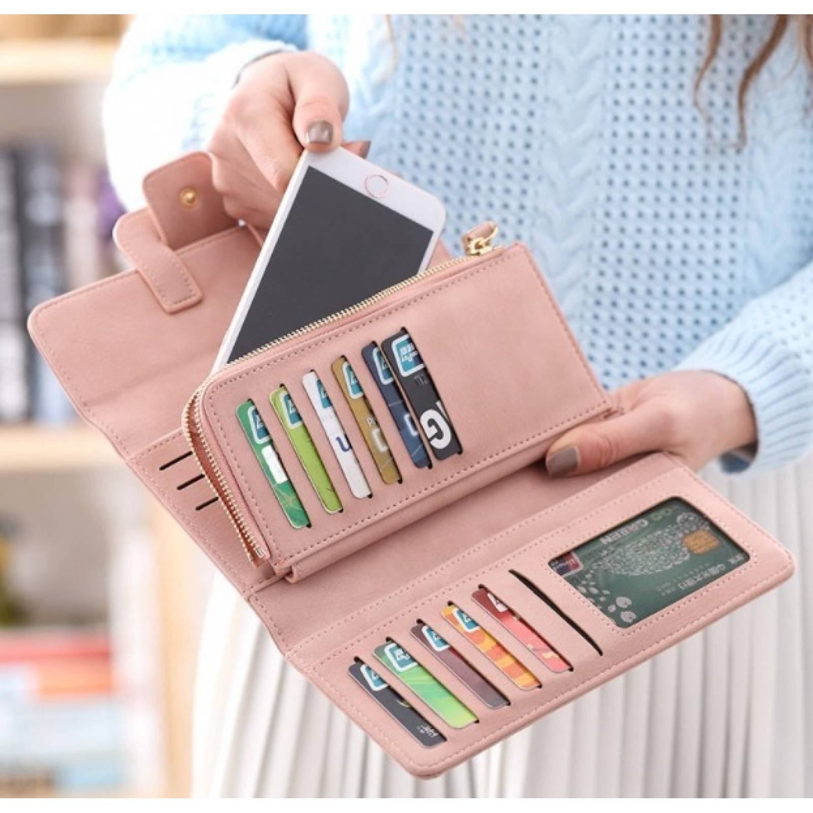 Dama Cartera Funda P celular Monedero Tipo Piel Mujer 2020