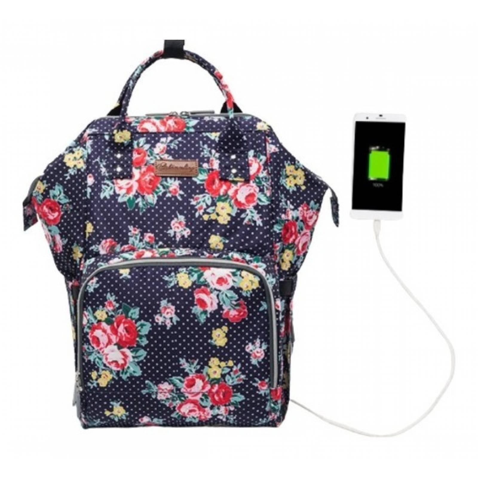 Pañalera Mochila Moderna Multiusos Usb Bonita Mama Termica