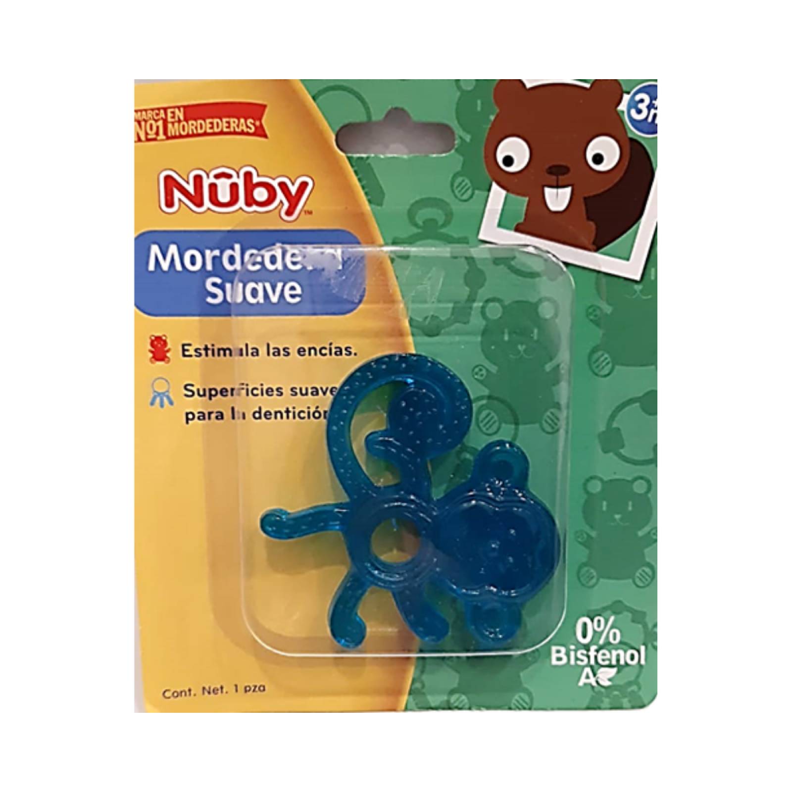 Mordedera Suave Nuby Mono Azul.