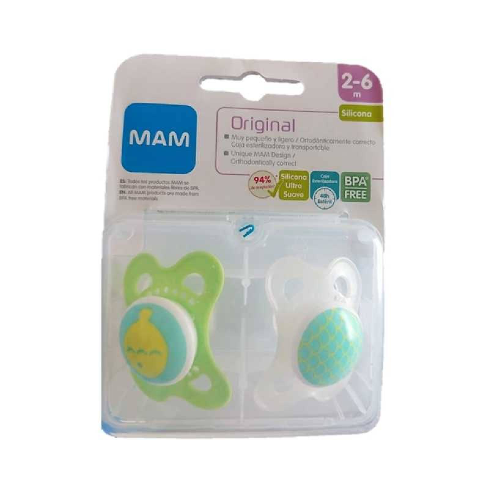 Chupón Mam Baby Original Verde 2-6m 2 Pz