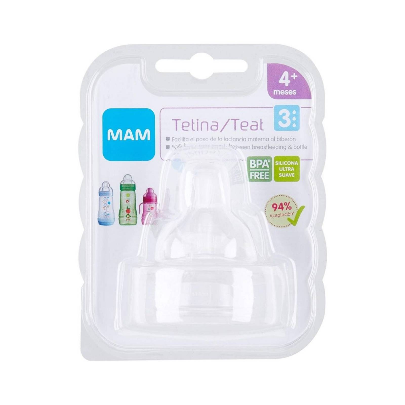 Tetina Mam Baby Nivel 3 4m+ 2pz.