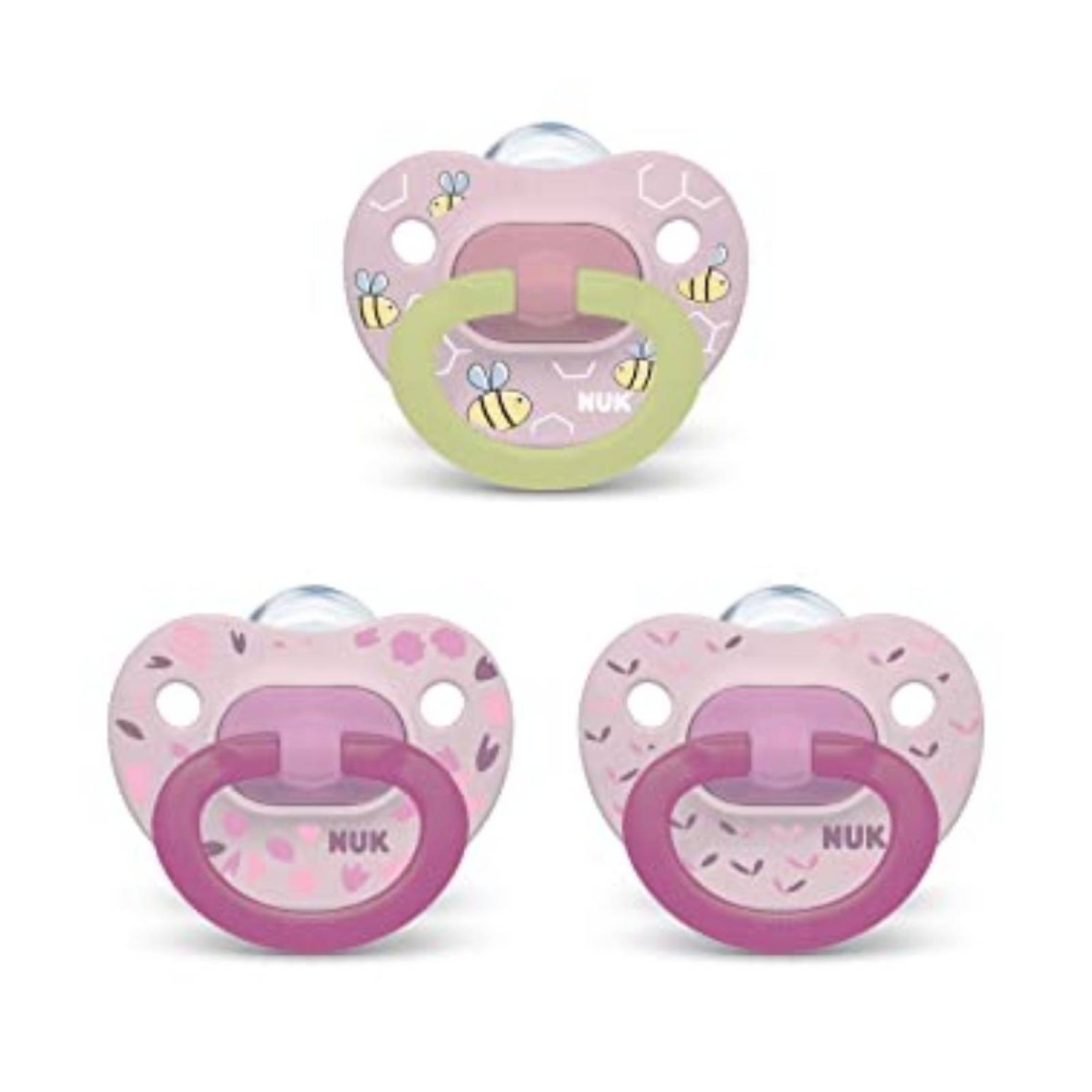 Chupón Nuk Noche 3pz 0-6m Rosa Bee